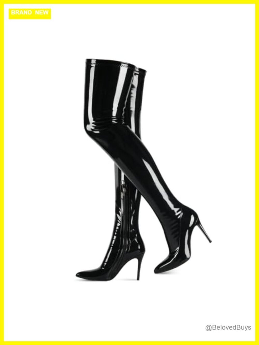 Patent Leather Pointed Toe Stiletto Over-the-Knee Boots